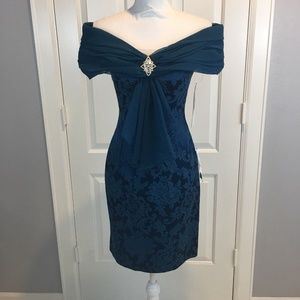 Scott McClintock Women Dress Size 6 Blue Brocade